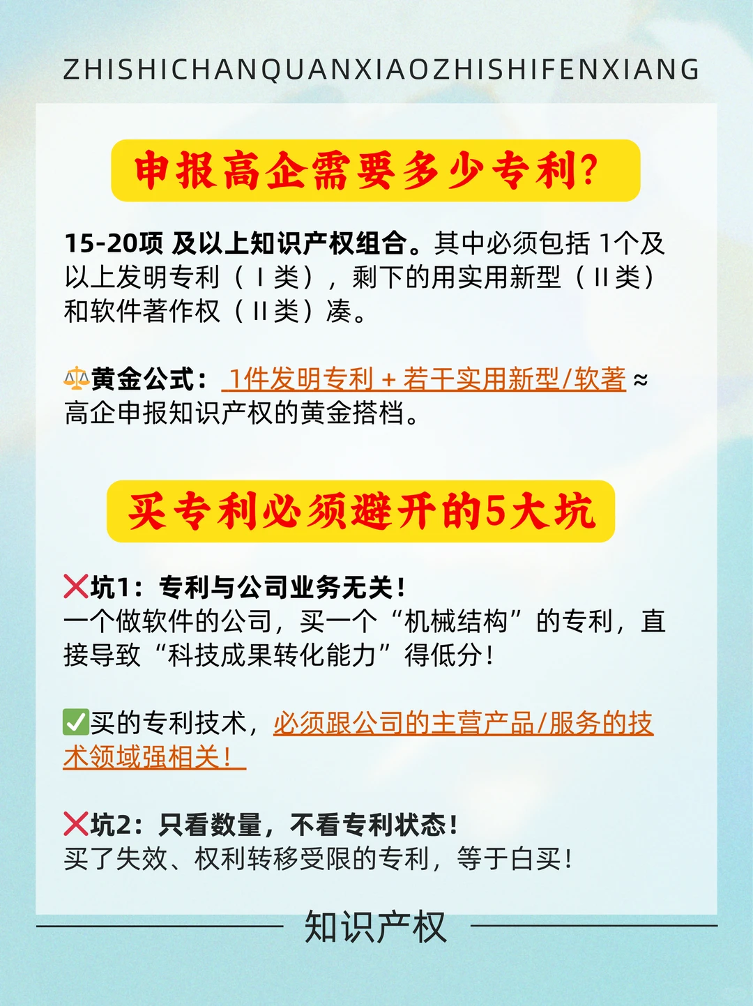 干货，申报高企需要多少专利及注意事项！