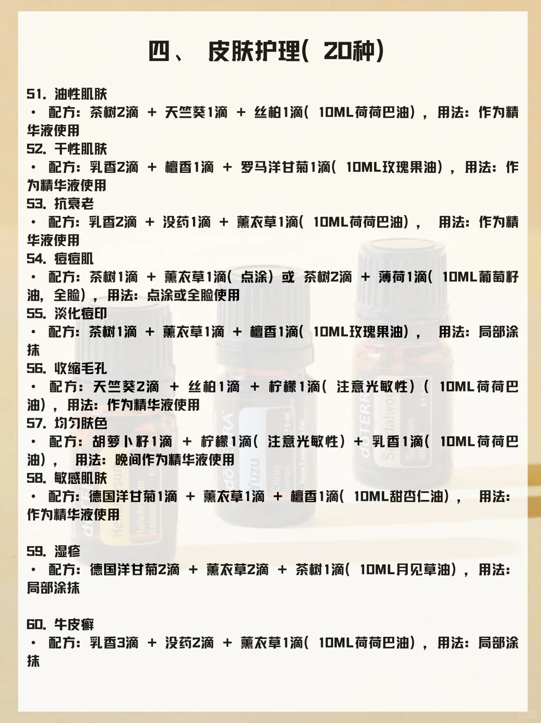 全网最细的精油配方汇总