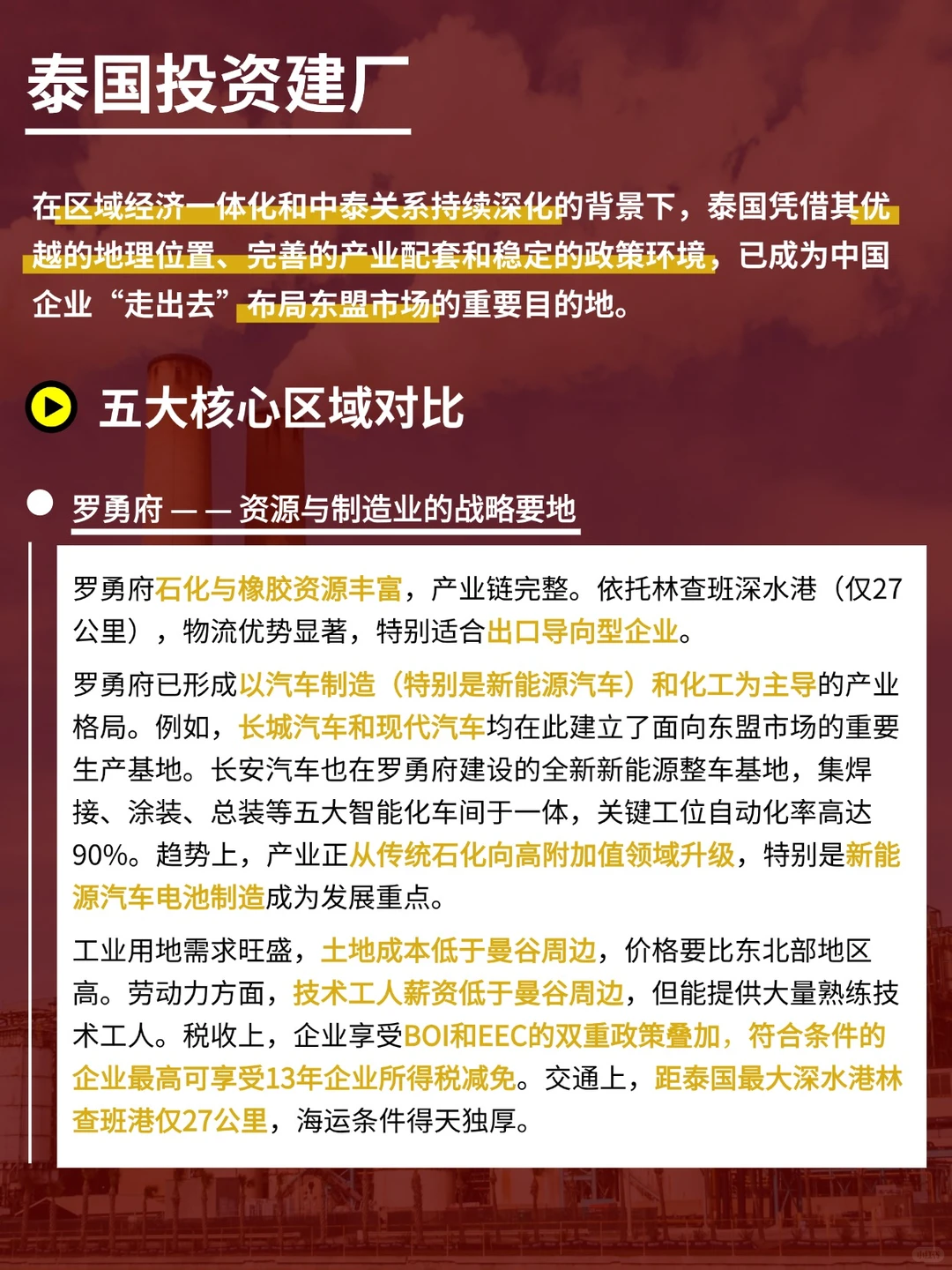 泰国投资建厂怎么选，五大核心区域深入对比