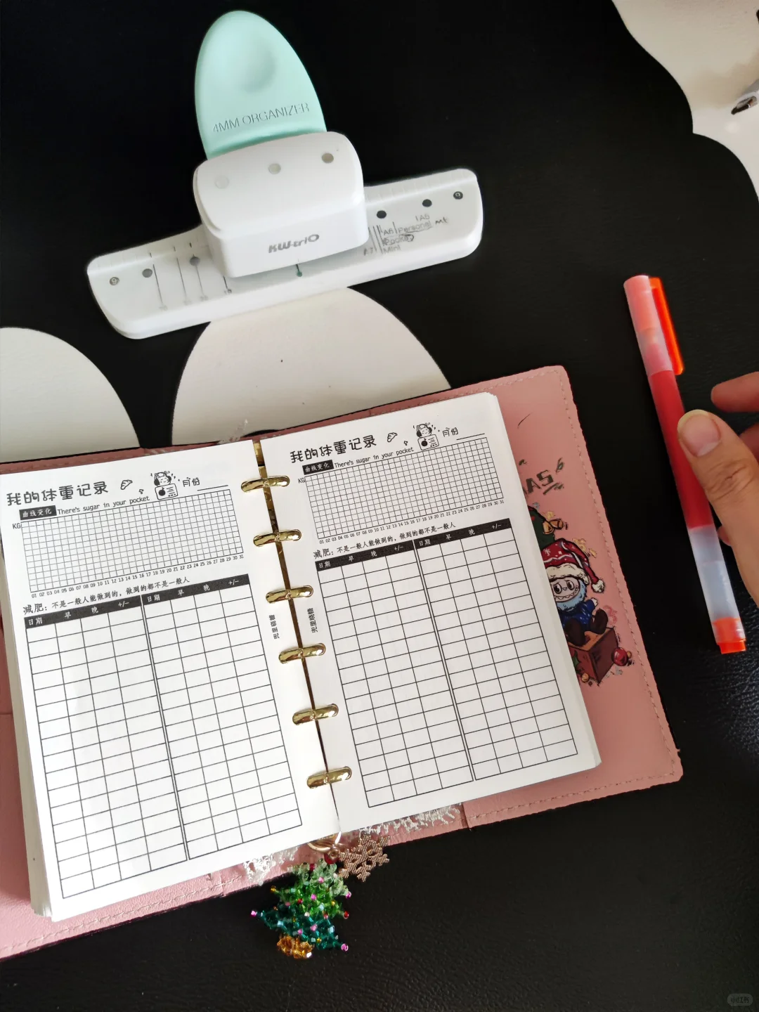 黑白手绘系列：健康管理打卡页