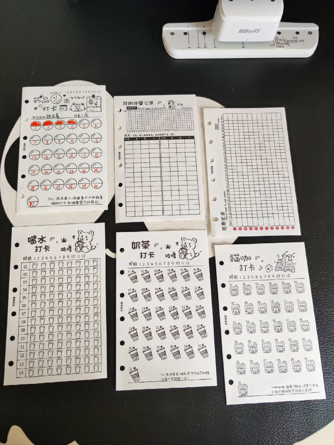 黑白手绘系列：健康管理打卡页