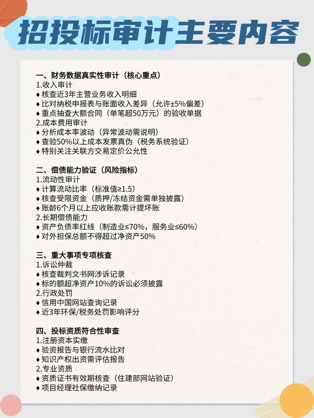 招投标审计主要内容