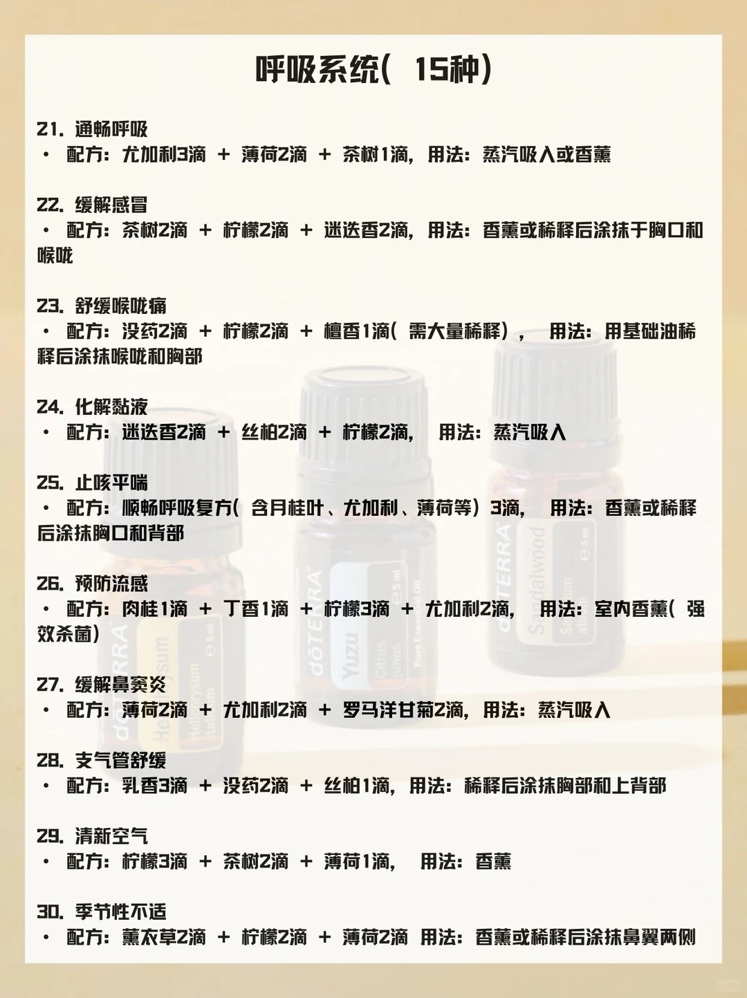 全网最细的精油配方汇总