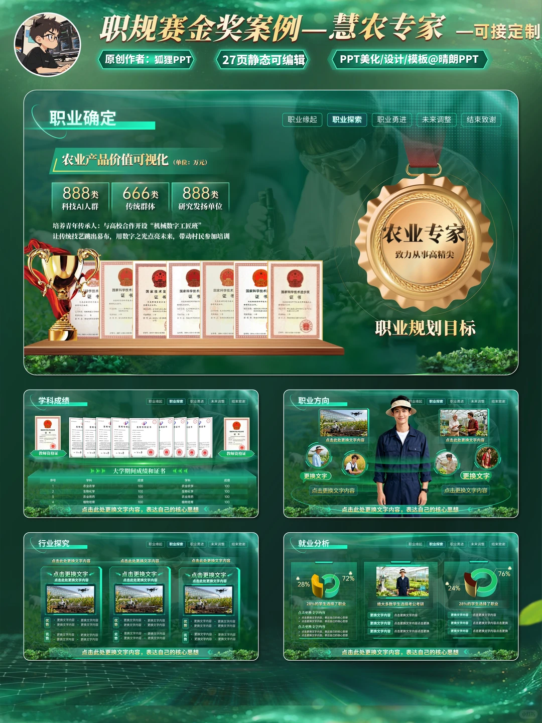 农业赛道职规赛PPT，这科技感我给满分！