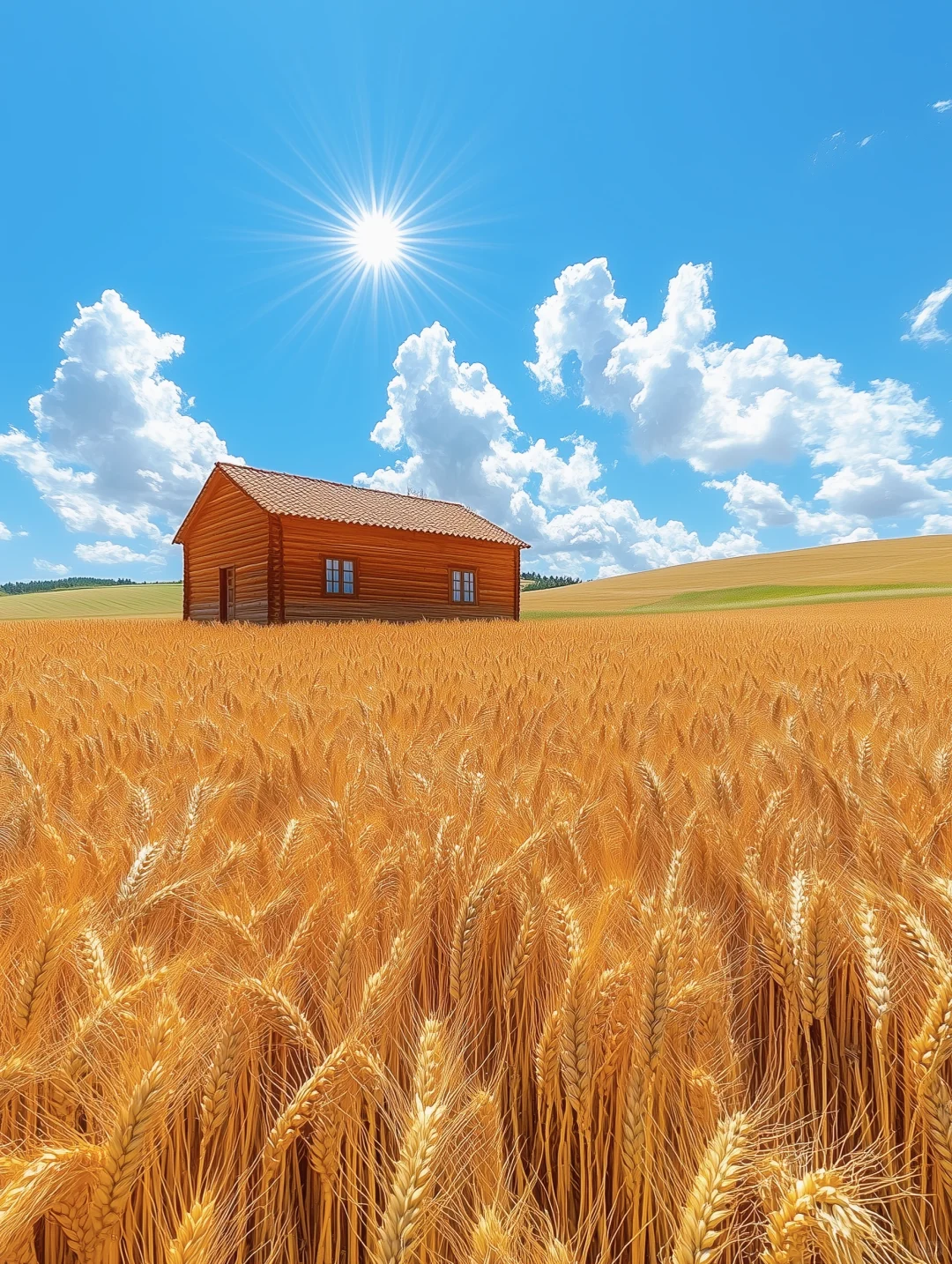 秋日麦田，丰收在金色阳光中闪耀