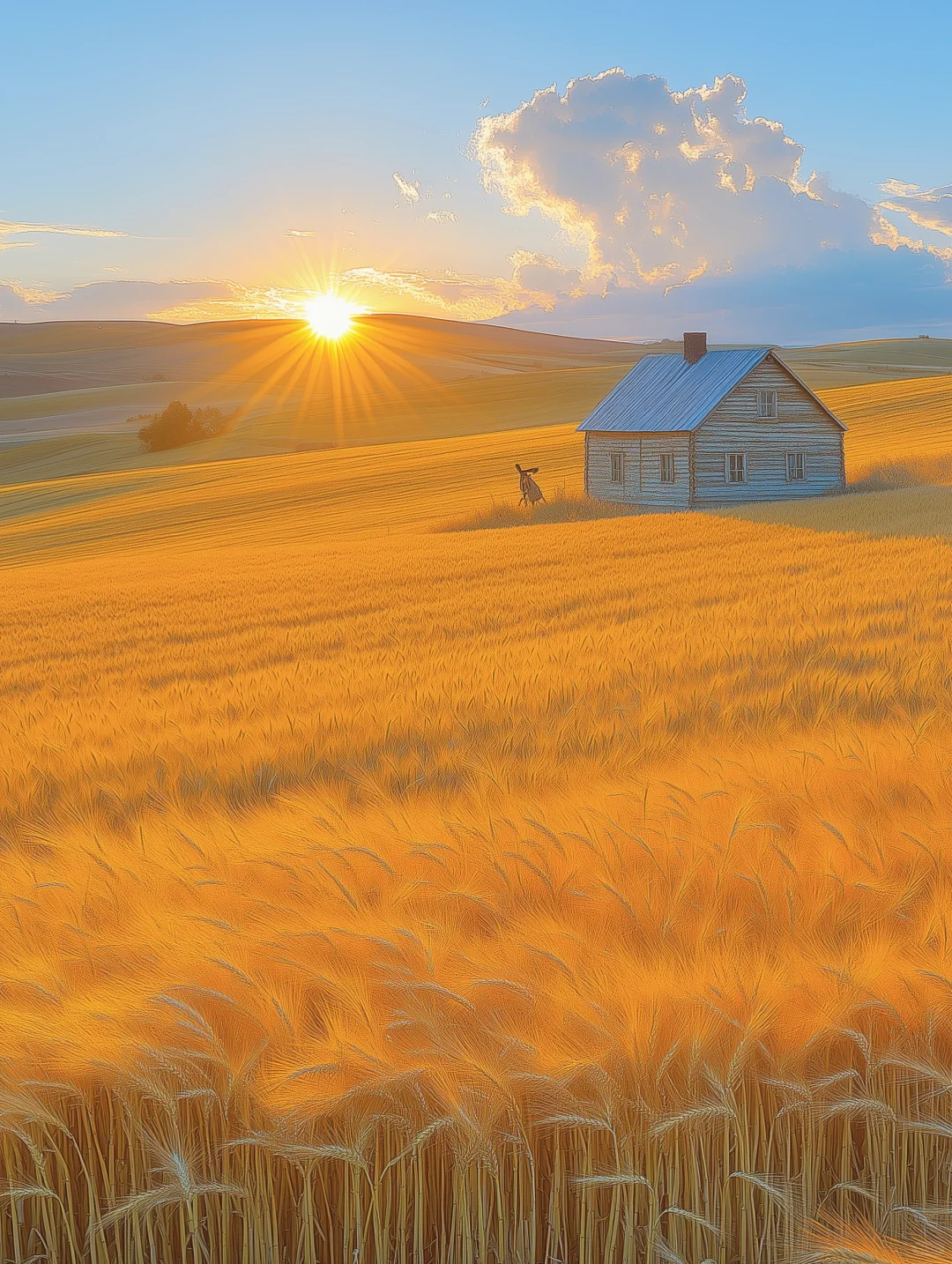 秋日麦田，丰收在金色阳光中闪耀