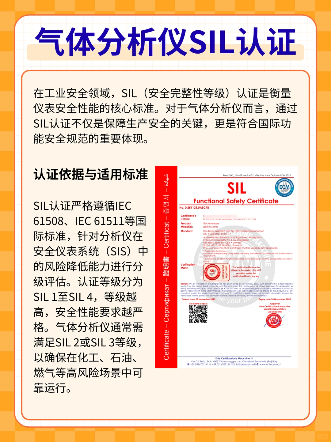 气体分析仪SIL认证