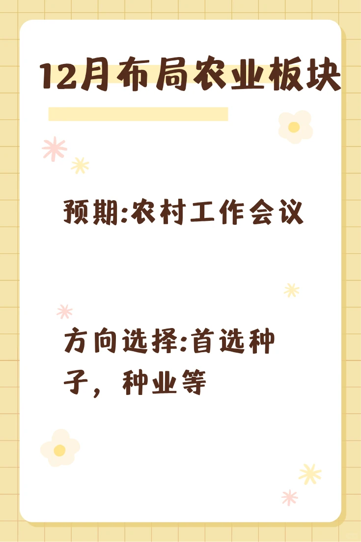 12月份布局的风口是农业股