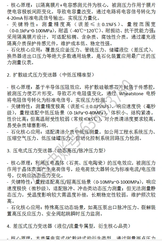 中石化仪表储备岗面试专业知识必备