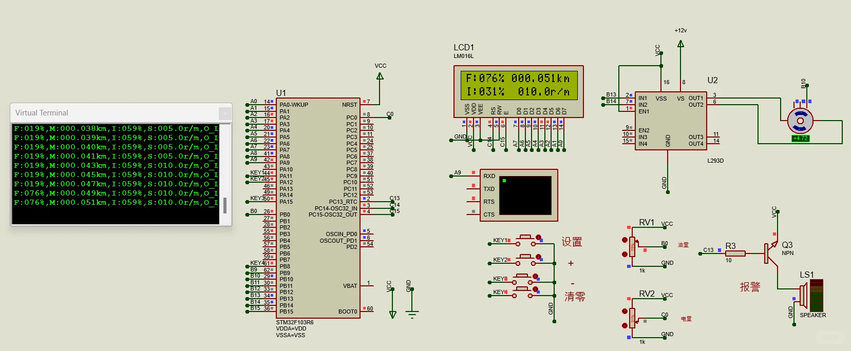基于 STM32 单片机的汽车仪表设计与仿真