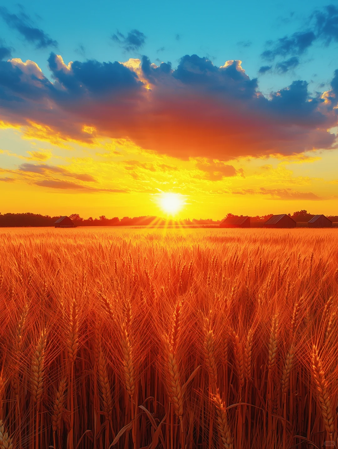 秋日麦田，丰收在金色阳光中闪耀