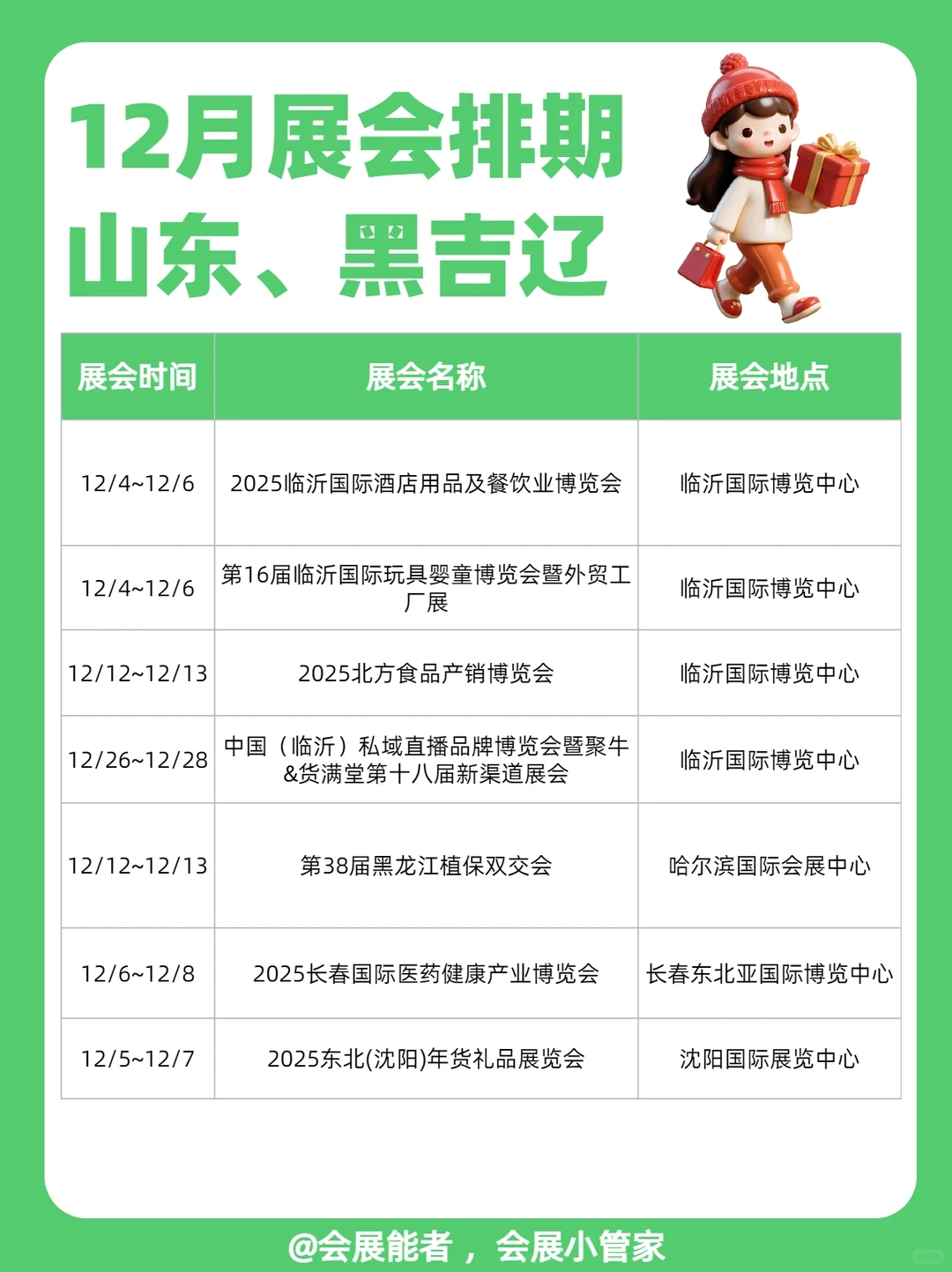12月山东&东北地区展会排期，精彩提前看！