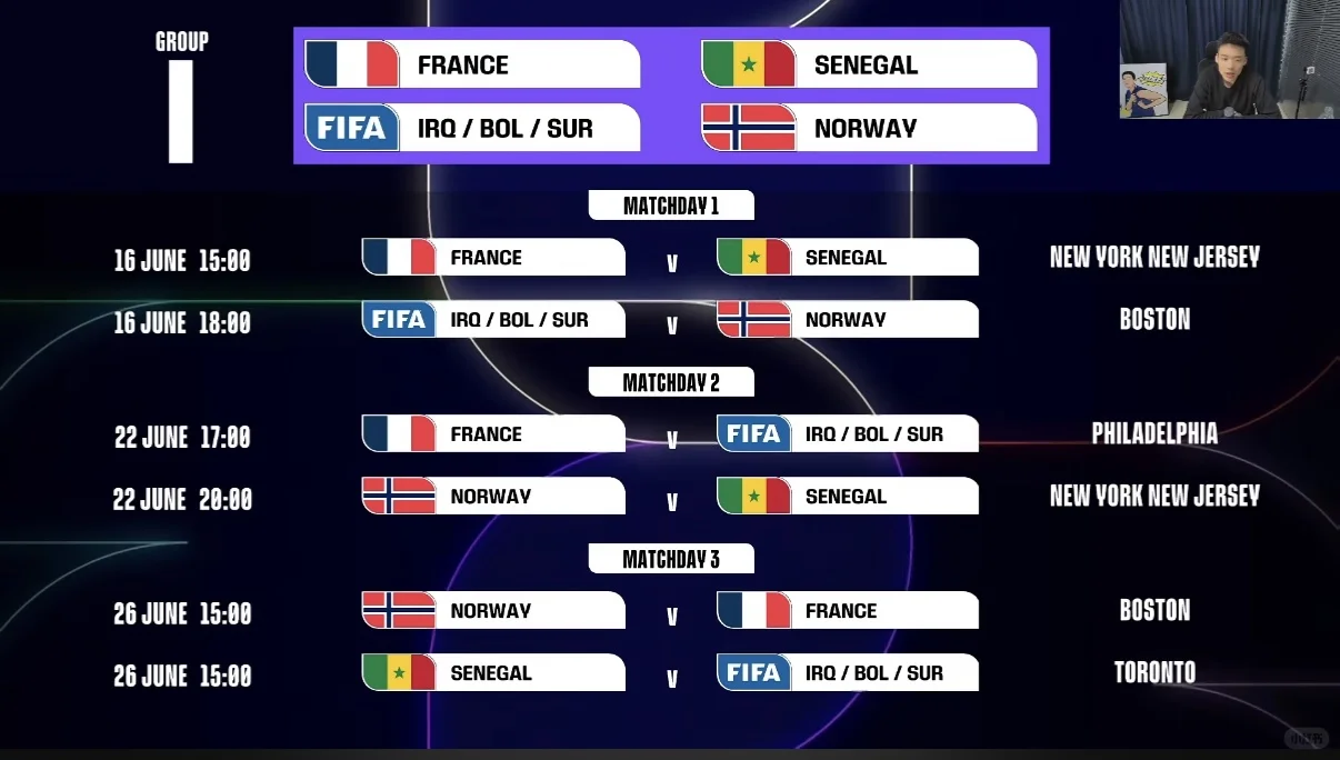 2026世界杯赛程公布 （部分）⚽️