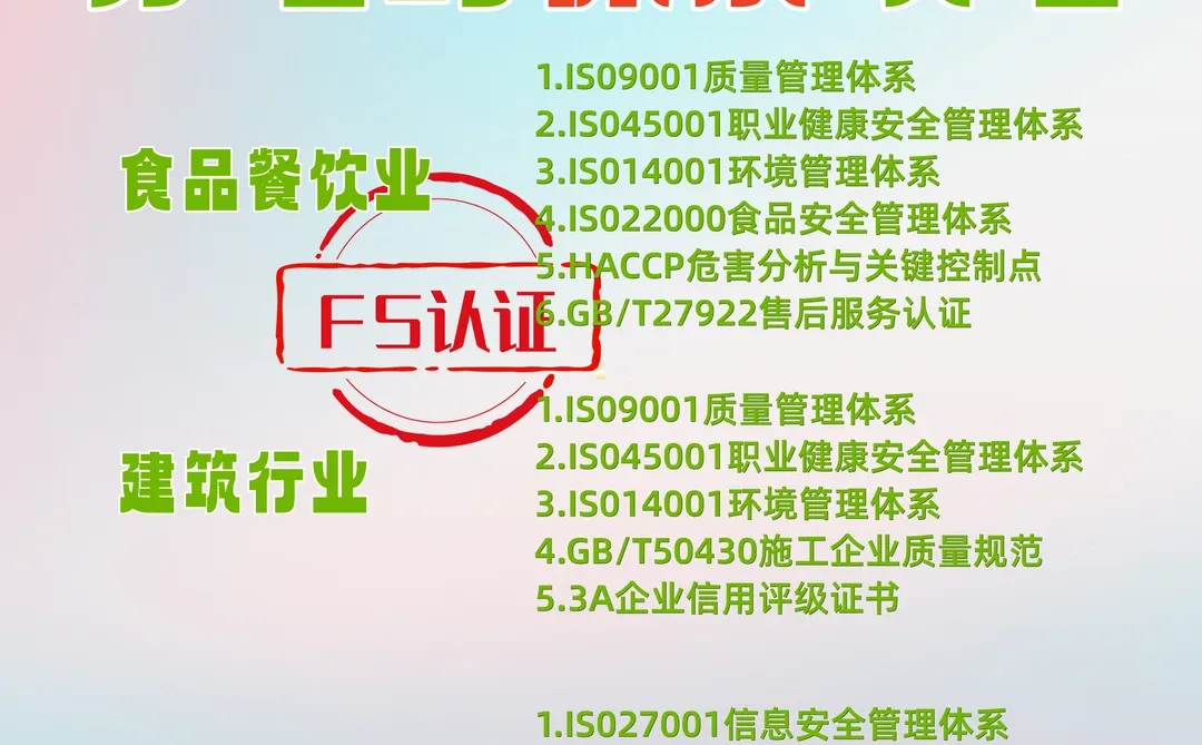 不同行业适合办理的体系认证