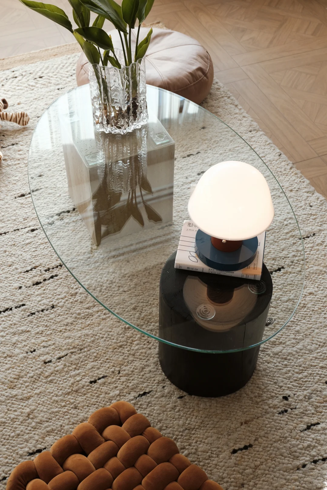 300?Diy中古茶几｜洞石中古玻璃茶几