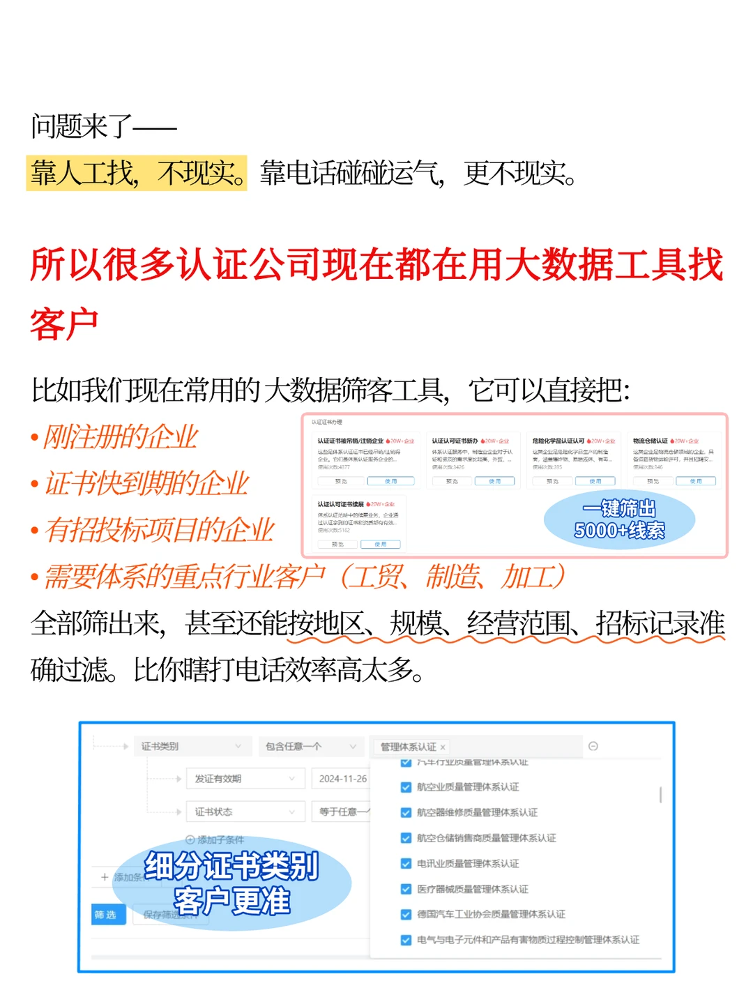 电销总被拒？因为你没找对三体系认证客户