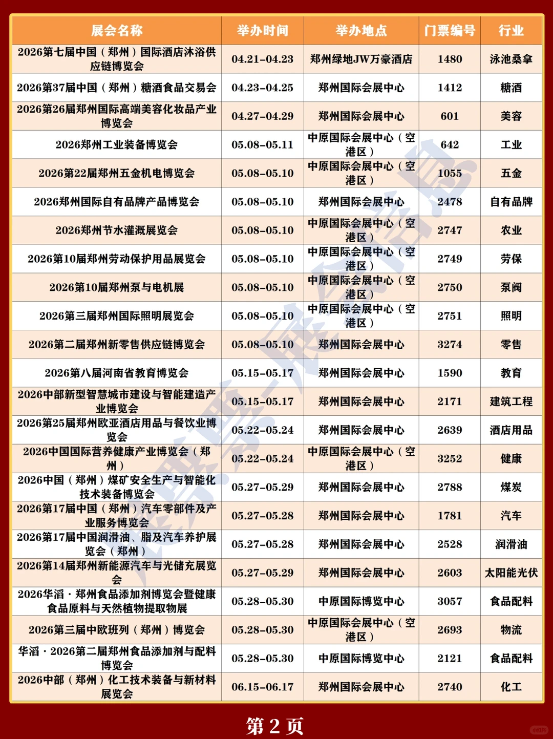 最新❗2026郑州展会排期一览表（50+场）