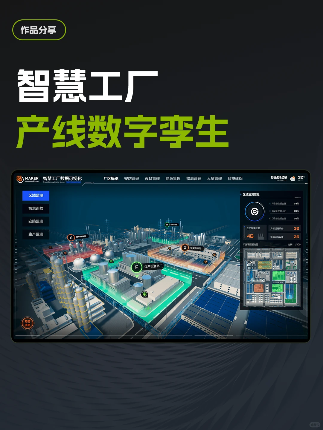 智慧工厂，生产线数字孪生。