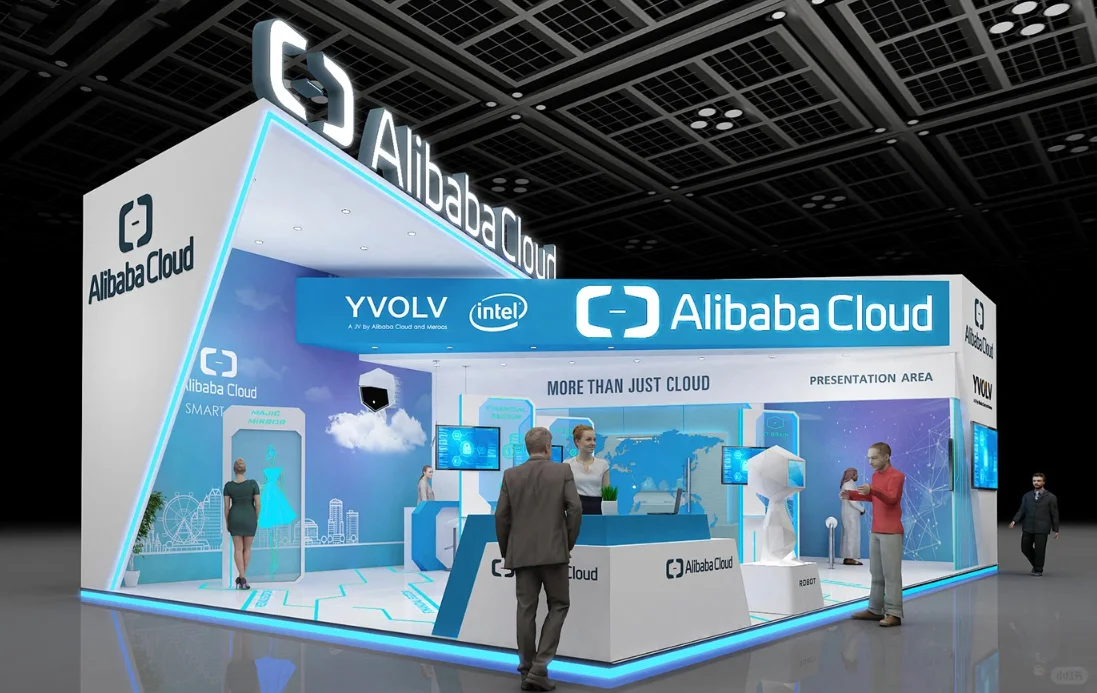 展台设计+蓝白双开质感展台