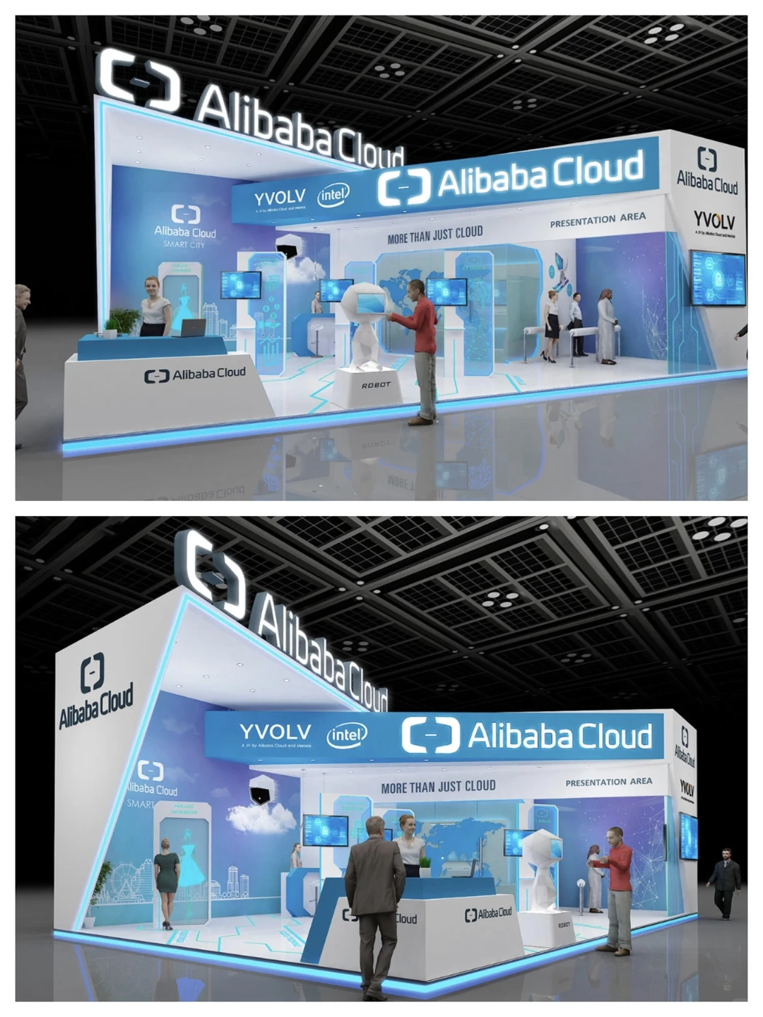 展台设计+蓝白双开质感展台