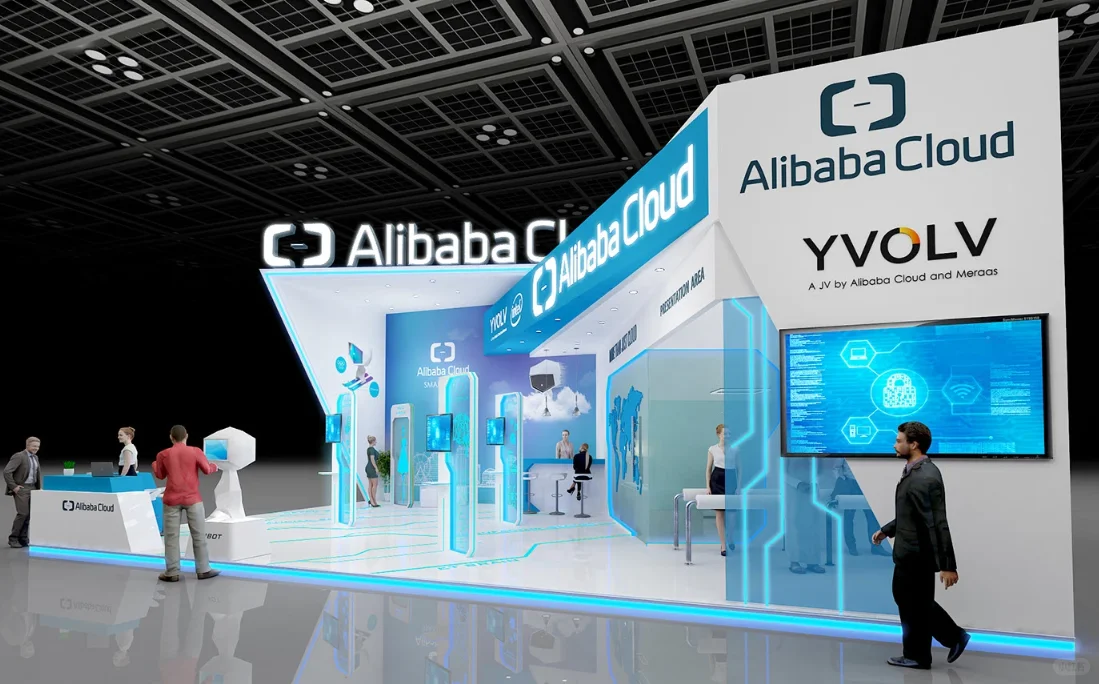 展台设计+蓝白双开质感展台