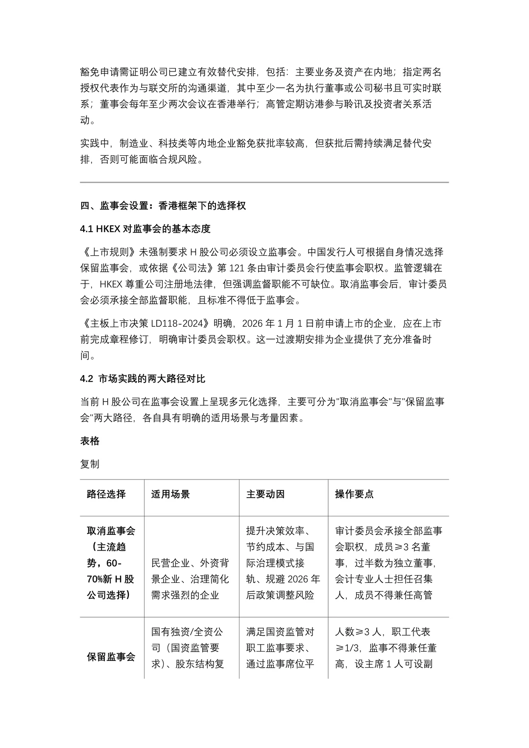 境内公司H股上市董监高的设置