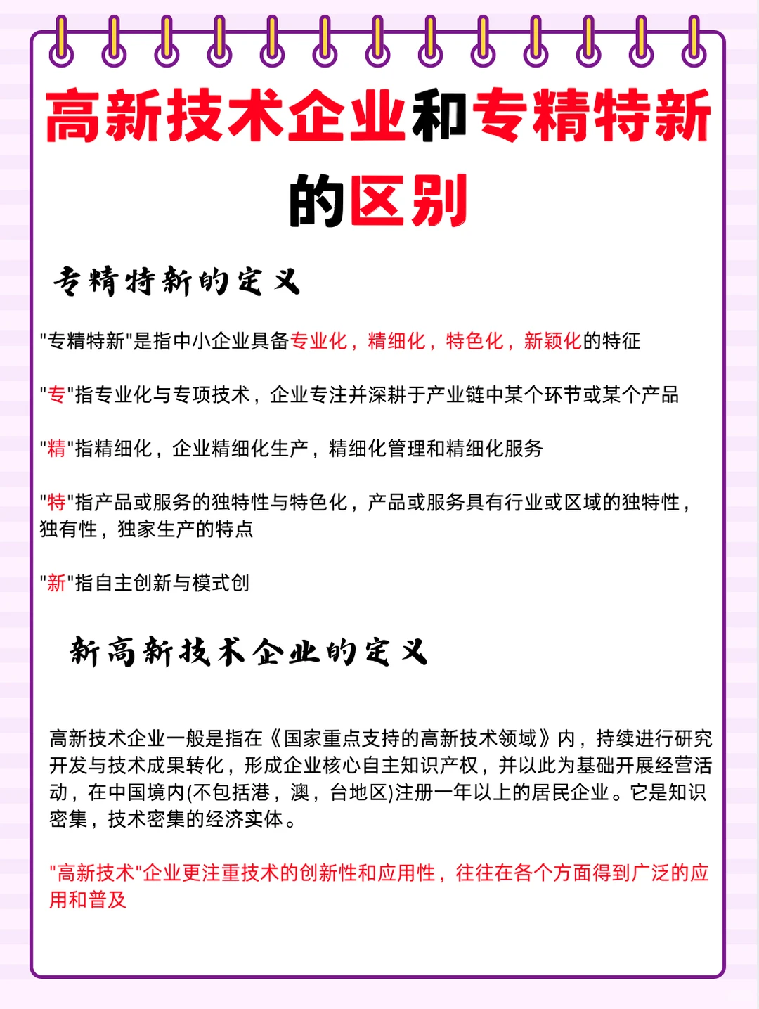 高新技术企业和专精特新的区别