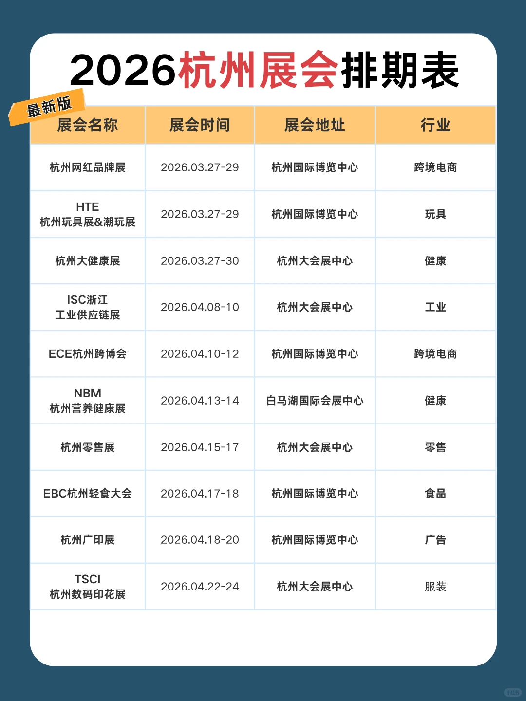 2026年杭州展会展会时间表+展会门票