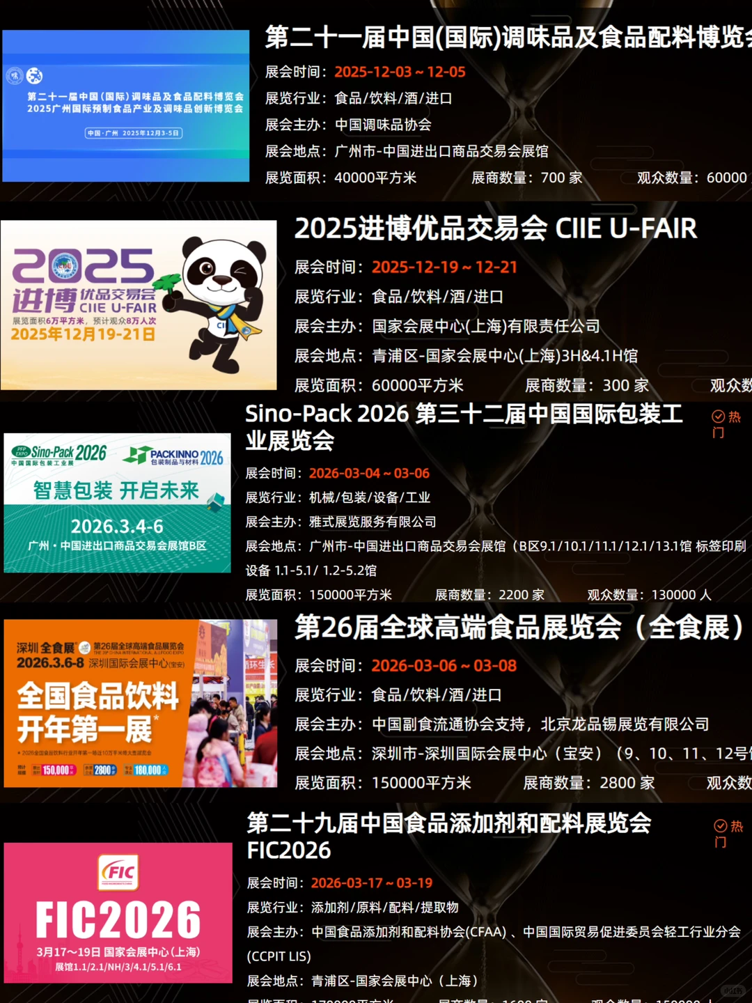 2026食品行业展会主推List，逛展必存