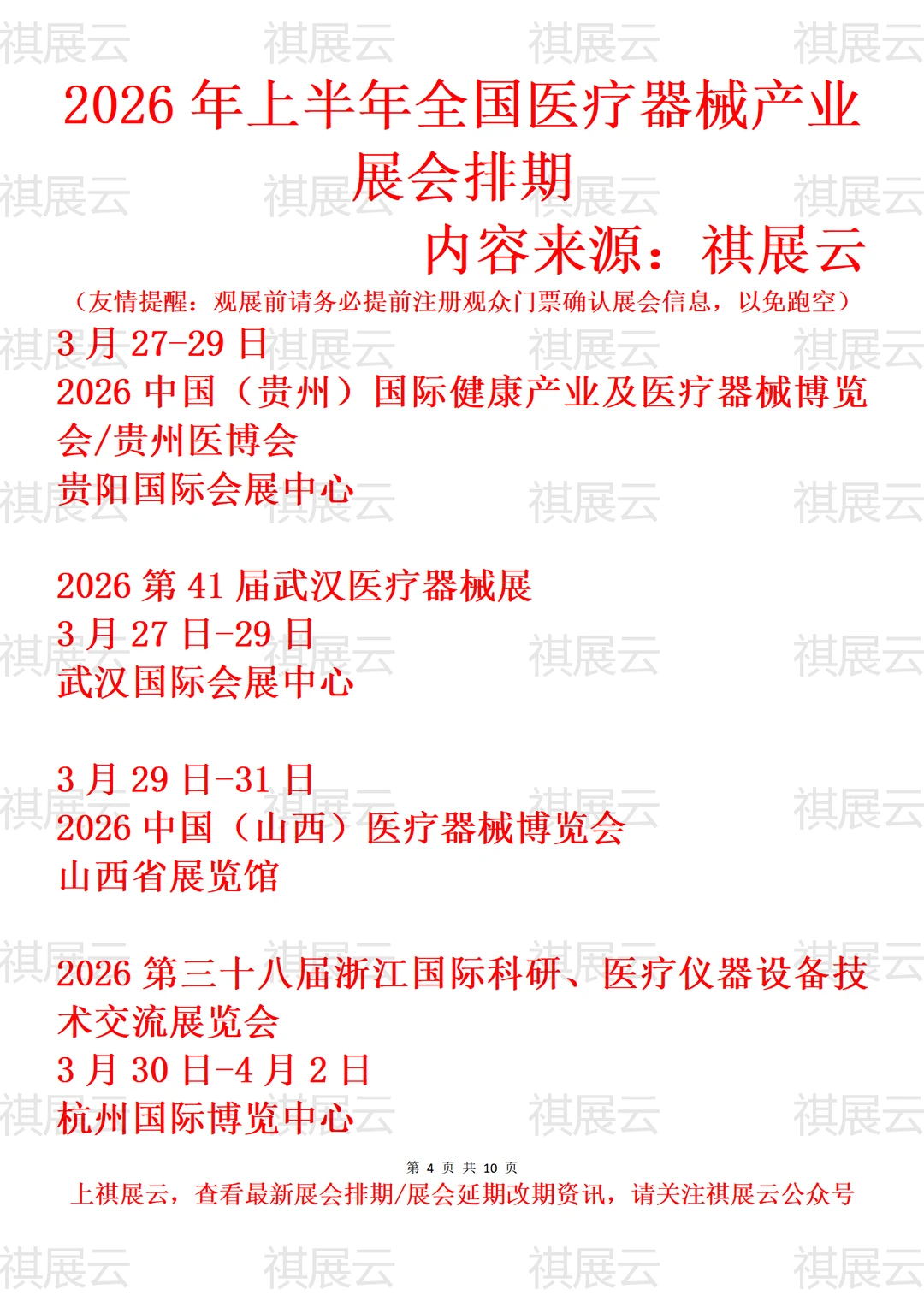 2026年上半年全国医疗器械产业展会排期