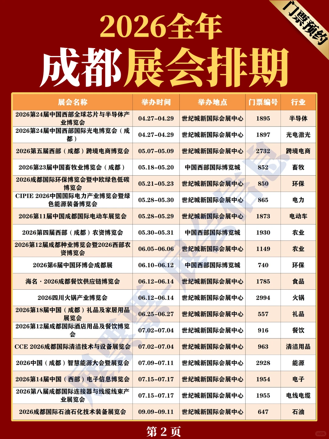 最新❗2026成都展会排期一览表（43场）