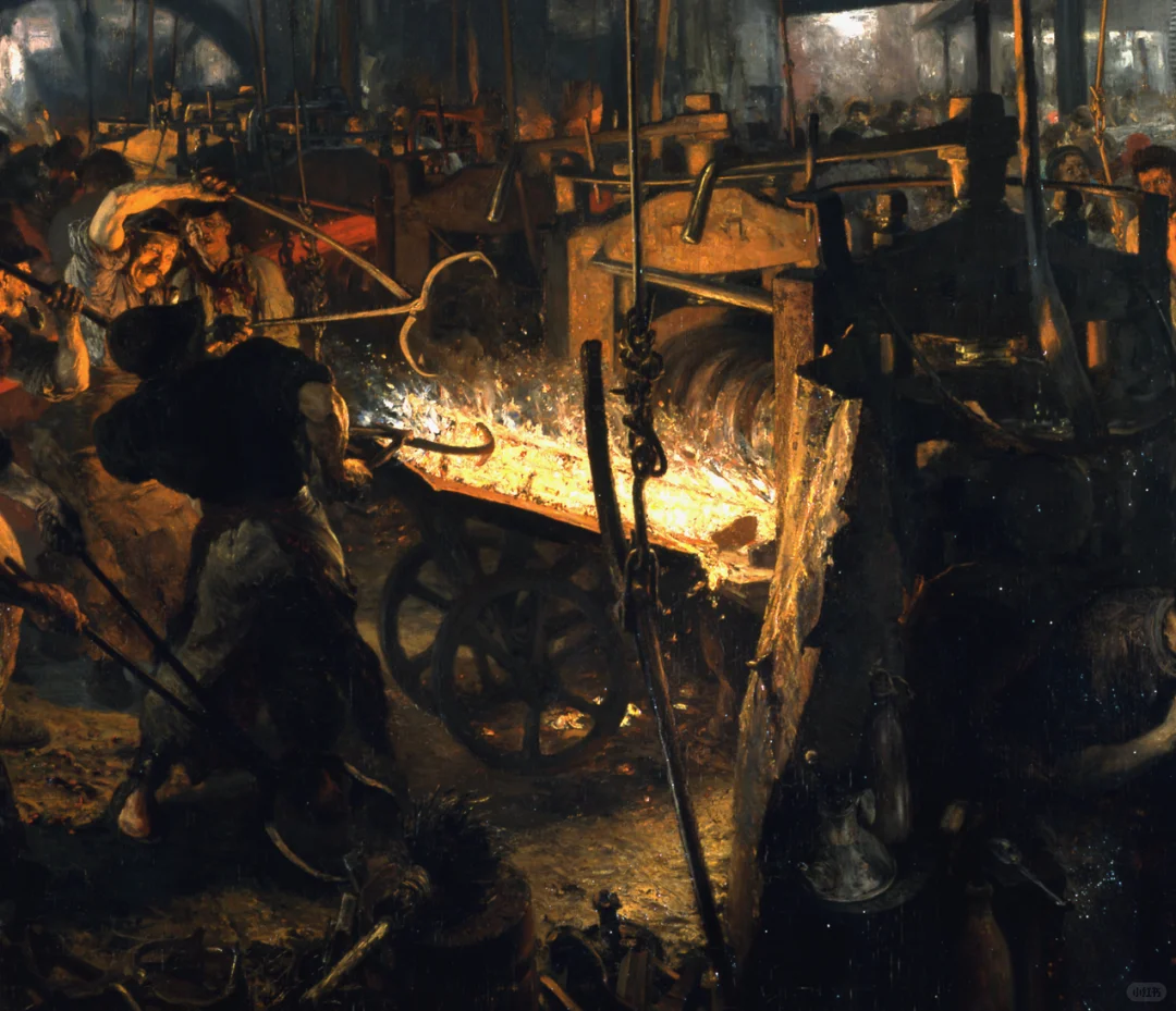 门采尔 代表作《轧铁工厂》