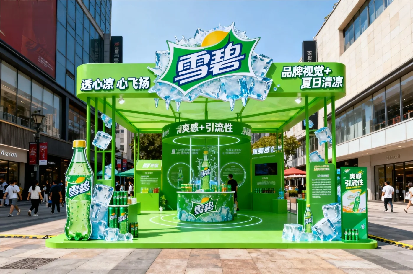 饮料品牌夏日清凉主题快闪美陈装置
