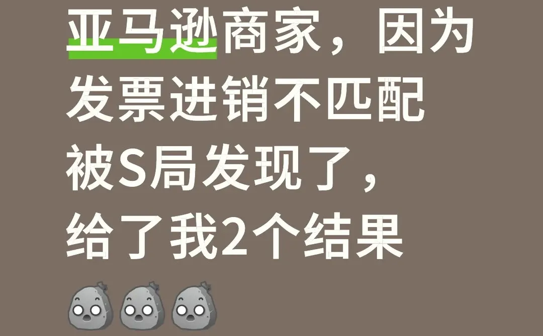 亚马逊商家,因为发票进销不匹配被S局发现