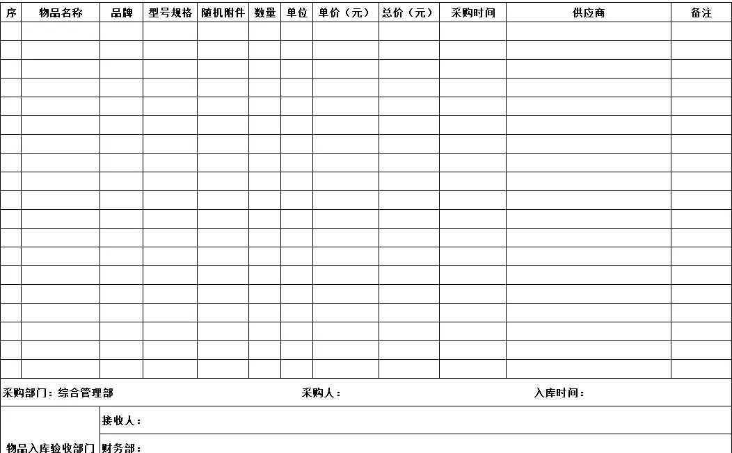 采购物品入库验收单