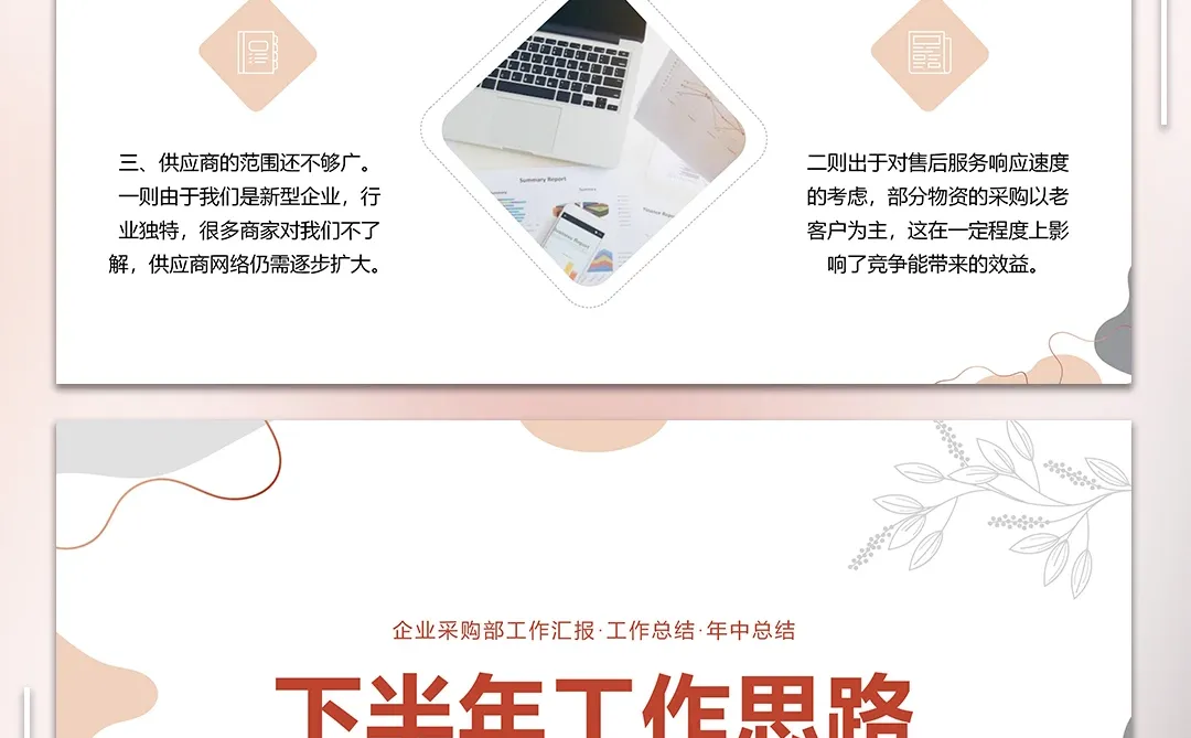 小清新采购部工作总结汇报通用PPT