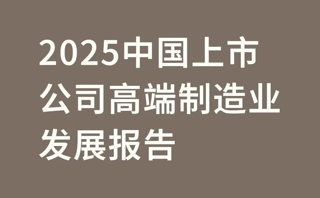 2025中国上市公司高端制造业发展报告（附件）