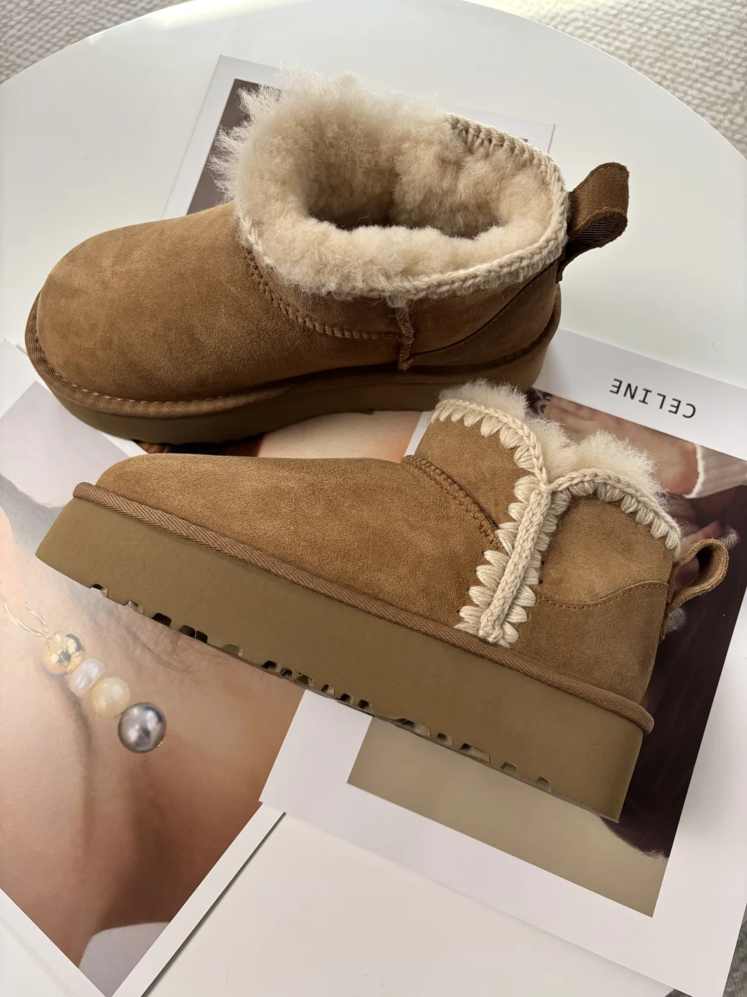 ? 这双毛线v口雪地靴,一眼就爱上了