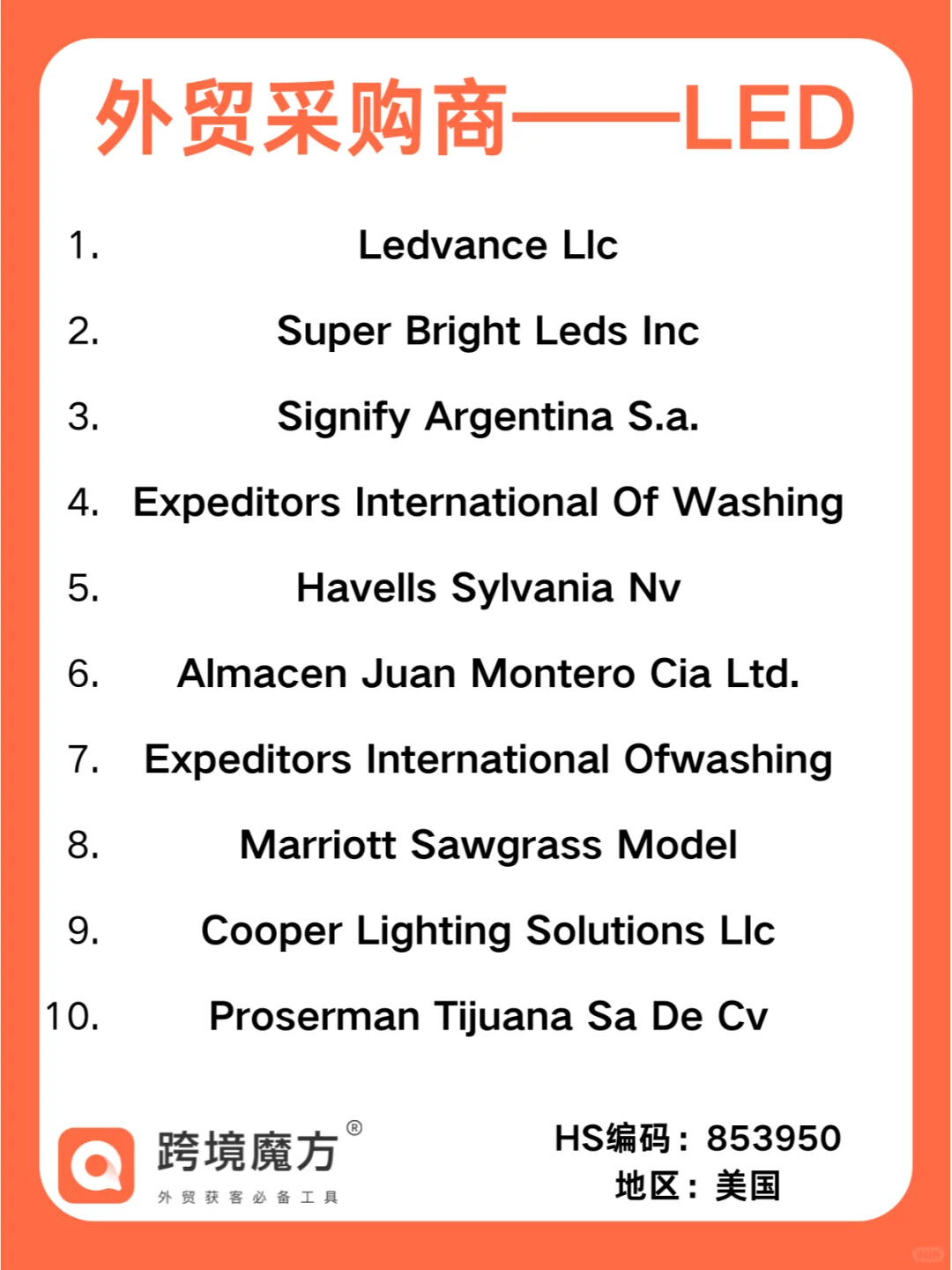 分享10个美国的LED采购商，外贸人记得收藏