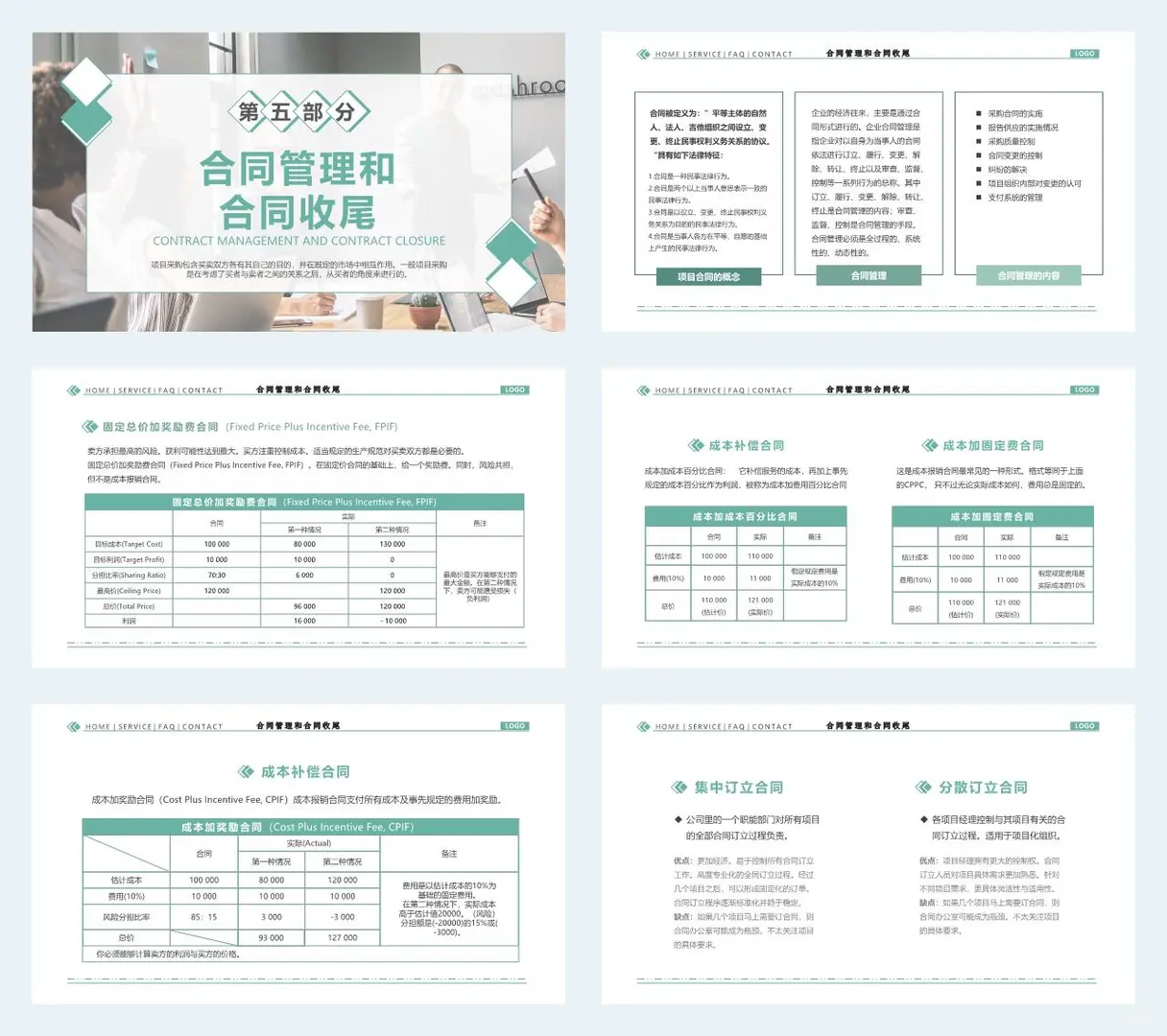 绿色简约风项目采购管理PPT模板