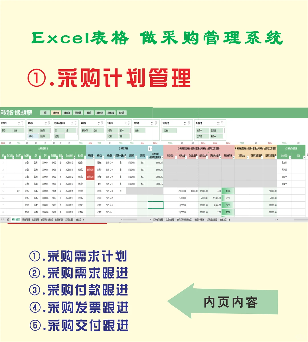 采购管理系统Excel表格做