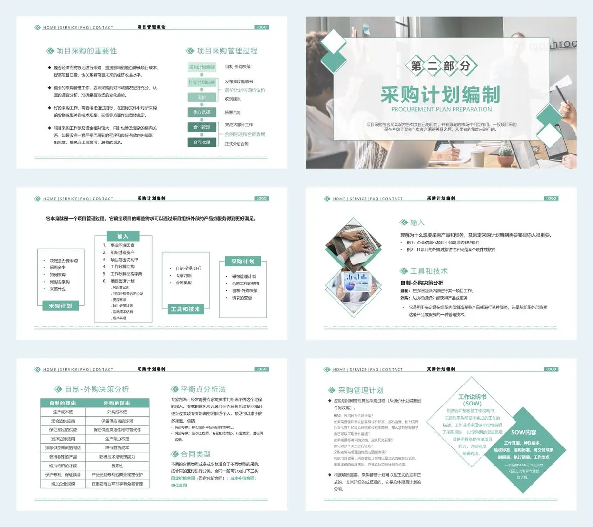 绿色简约风项目采购管理PPT模板