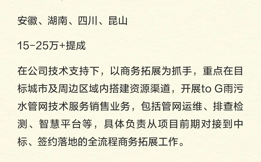 国企急招管网区域市场经理