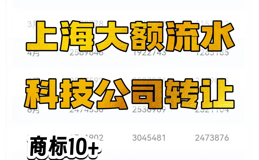 上海大额流水公司转让！带专利软著！