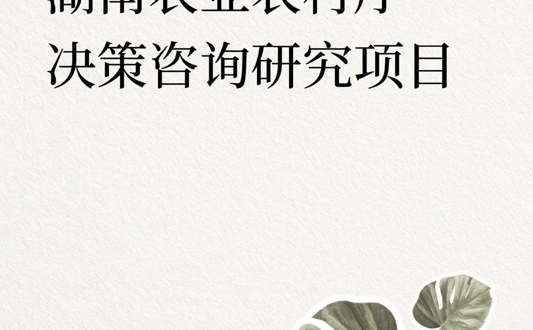 湖南省农业2025年度决策咨询研究项目