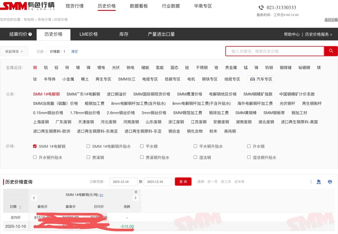 上海有色金属网代查各种金属历史价格