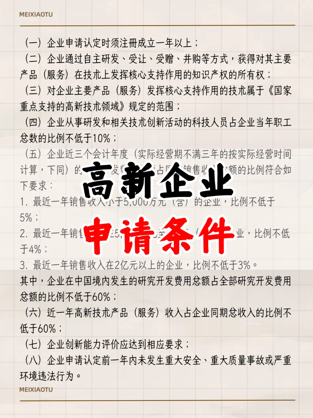 高新技术企业申报条件及材料清单!?