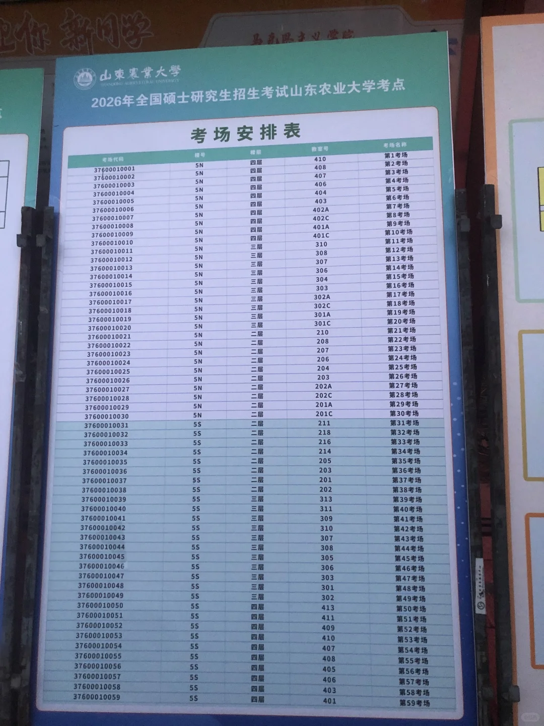 山东农业大学研考考场