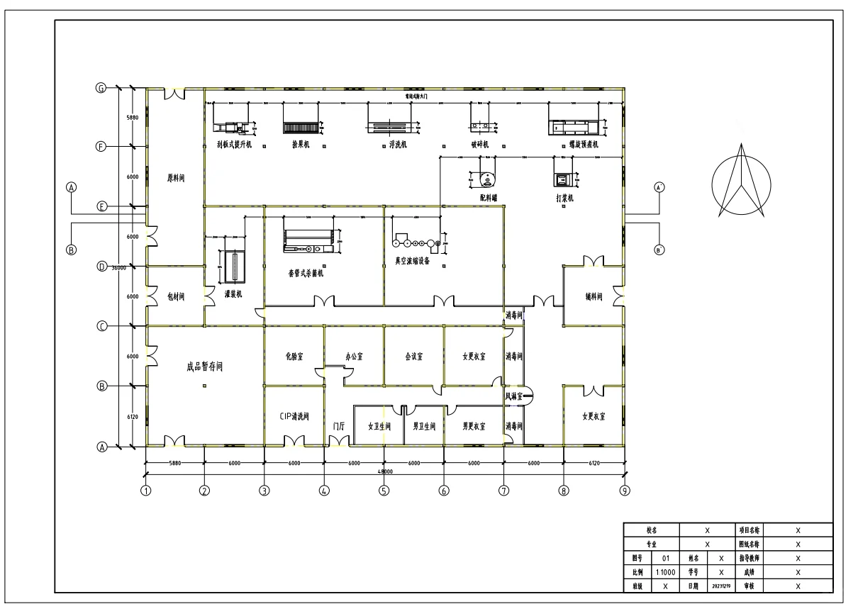 食品工厂车间平面图