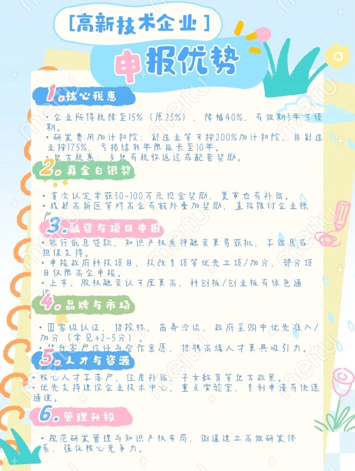 高新技术企业申报优势